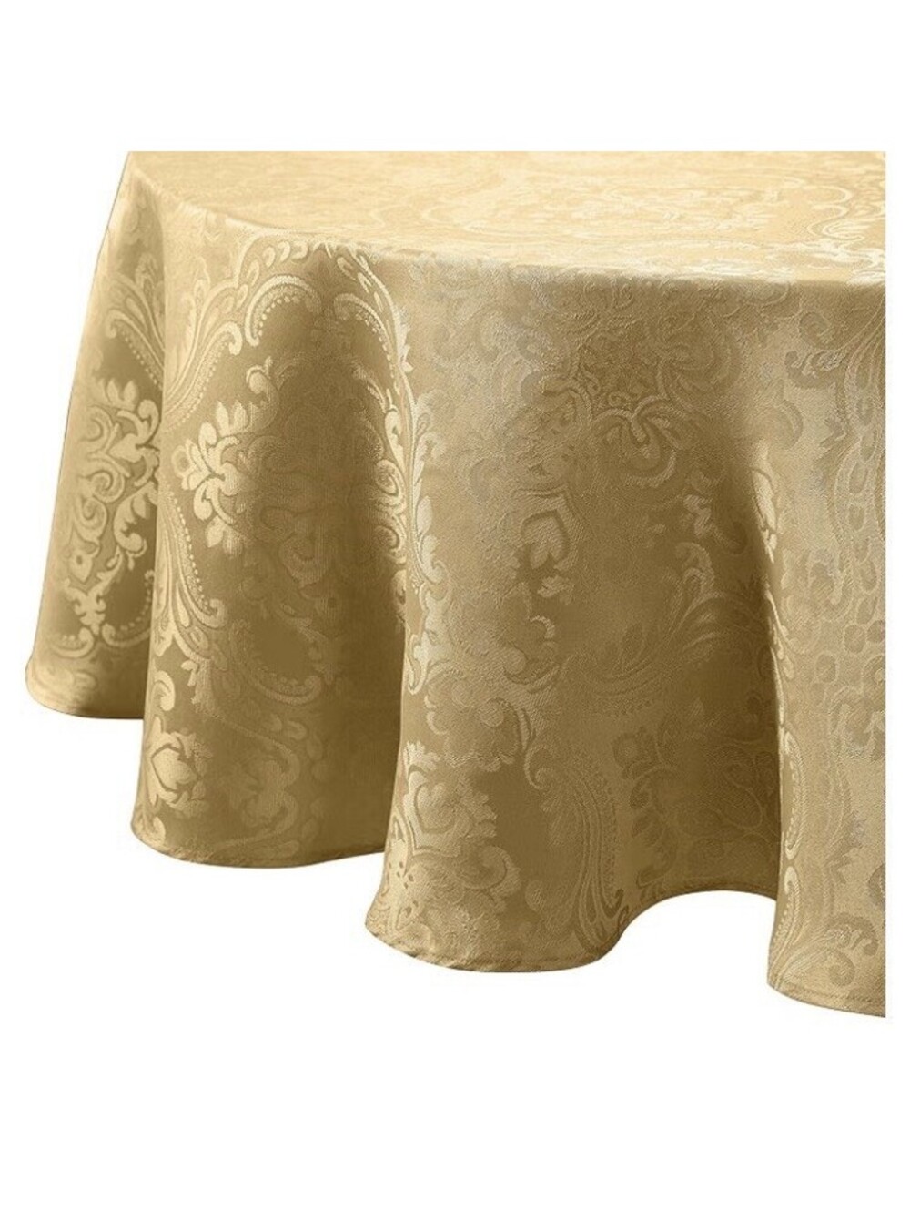 NEW Caiden Round Gold Tablecloth 90” Beautiful Paisley Pattern